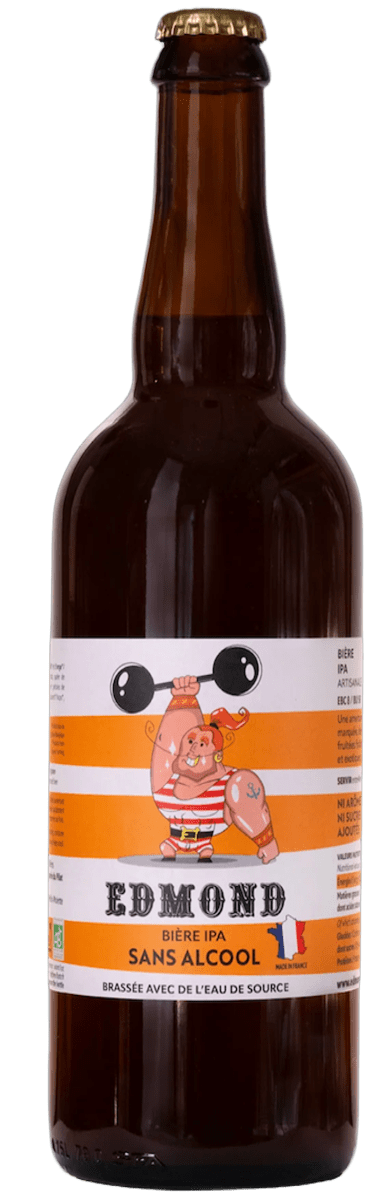 Bouteille de bière Edmond IPA - India Pale Ale sans alcool, houblonnage intense et aromatique.