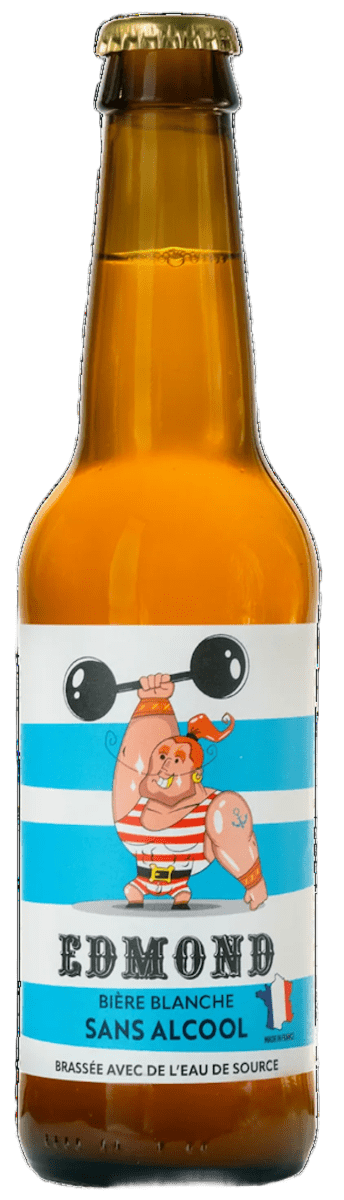 Bouteille de bière Edmond Blanche - Bière artisanale sans alcool aux notes d'agrumes et de blé.