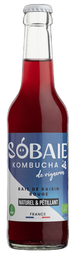 Bouteille de Kombucha Sobaie Rouge - Villa Noria : alternative au vin rouge sans alcool, arômes profonds de fruits noirs.